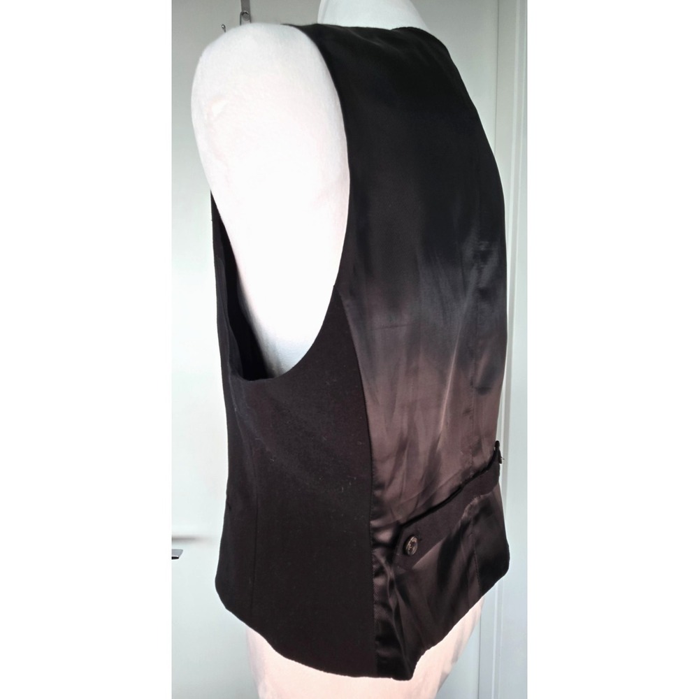 Zara Suit Vest Classic Black Label V neck Wool W's Sz XL Minimalist Quiet Lux - Picture 5 of 13